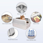 Henkelion 2 Pack Stainless Steel Cat Litter Box - Image 3