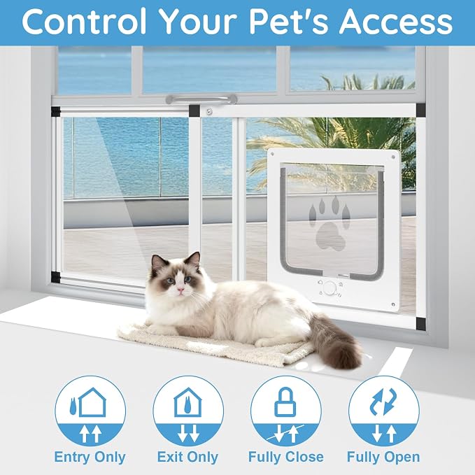 Sliding Cat Door for Window, Fits 22"-28.5" Width Window, 2-Min Install | - Image 2