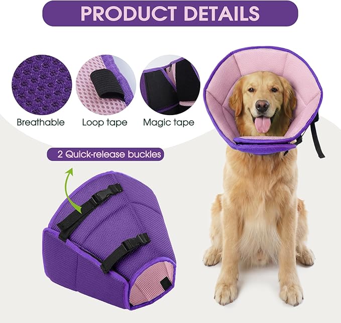 Dog Cone Collar After Surgery for Large Dogs, Adjustable Soft Cone for Dogs to - Image 4