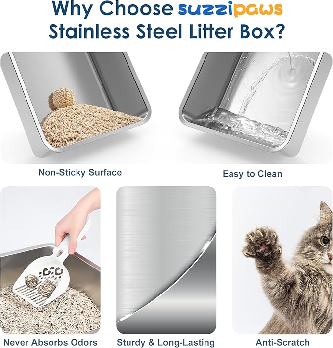 2 Pack 8" Deep Stainless Steel Litter Box - Image 7