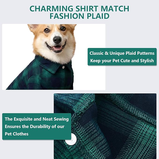 Koneseve Dog Shirt Pet Plaid Clothes T-Shirt - Image 5