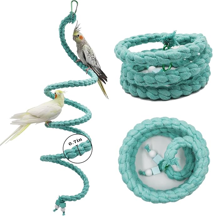 Dnoifne 78.7 Inches Bird Spiral Rope Perch, - Image 4