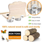 Bird Perch Platform Toy with Mirror, Standing Rack & Stainless Steel Bowl - Image 2