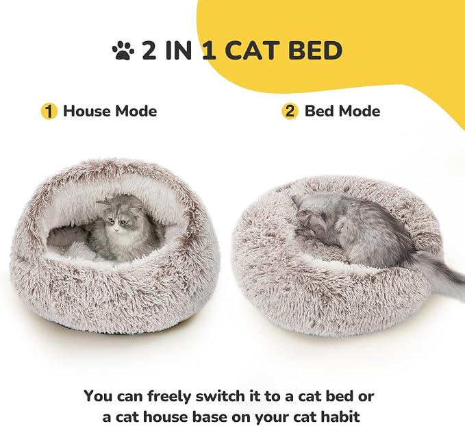 CATISM Cat Bed, Plush Hooded Cat Beds - Image 3