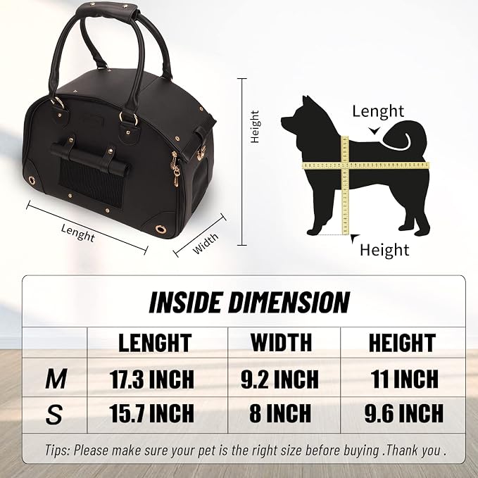 Dog Carrier, Cat Carrier, Pet Carrier, Foldable Premium PU Leather Dog Purse - Image 5