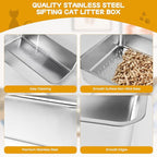 23.6''x15.7''x6'' Stainless Steel Sifting Litter Box, XL Large Metal Sifting - Image 6