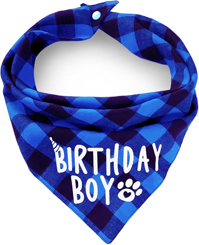 AnF Birthday Plaid Dog Bandana and Triangle Dog Scarf by ZIRVYIR