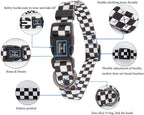 Roses&Poetry Dog Collar with Colourful Checkered Patterns, Adjustable Durable - Image 2