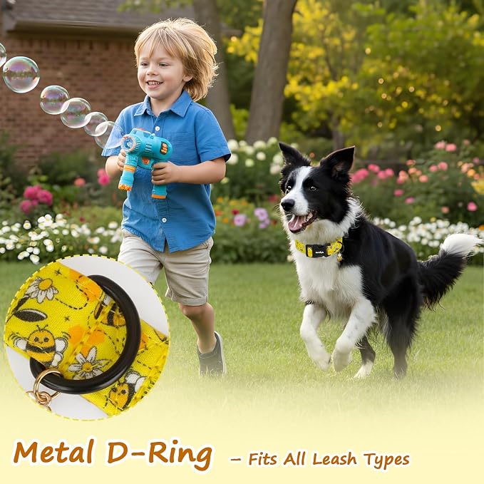 Yellow Dog Collar for Medium Dogs, Spring & Summer Theme Medium Dog Collars - Image 3
