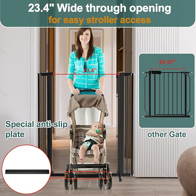 40.55" Tall, 69.48-77.36 Inch Wide, 1.37" Ultra Narrow Spacing Dog Pet Baby - Image 3