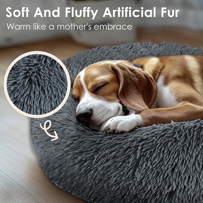 28in Large Dog Bed, Medium Size Dog and Cats, Calming Donut Bed - Image 5