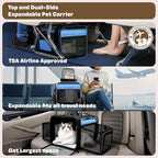 Top and 2 Sides Expandable Cat Carrier 18x11x11, TSA Airline Approved Dog - Image 2