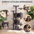 BestPet | 54" Cat Tree Tower | Purple Gray | Sturdy, Hanging Cat Toys, - Image 6