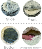ShinHye Cat Bed Round Plush Fluffy Hooded Cat Bed Cave, Cozy - Image 7