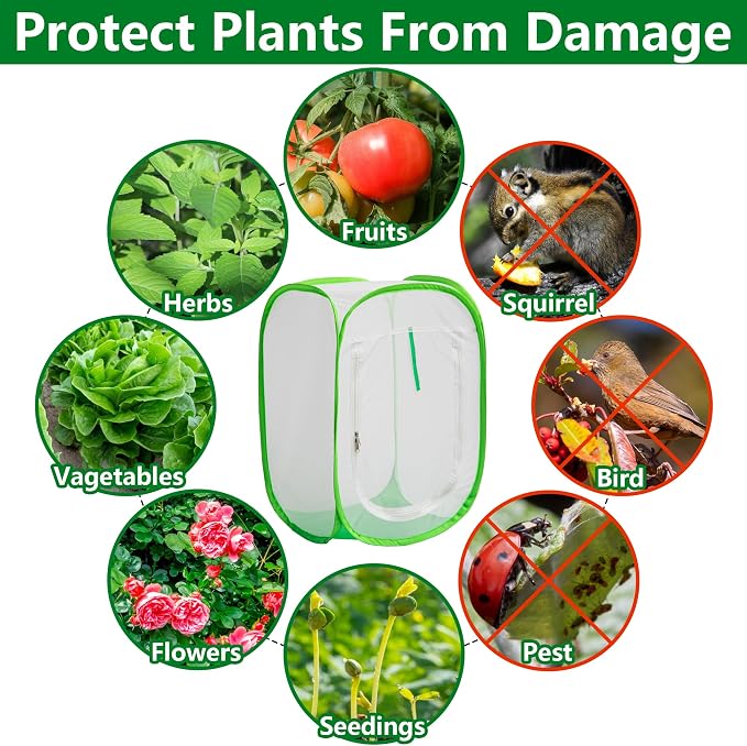 16" x 16" x 24" Pop Up Garden Mesh Plant Cover, Plant Protectors Mesh Plant - Image 4
