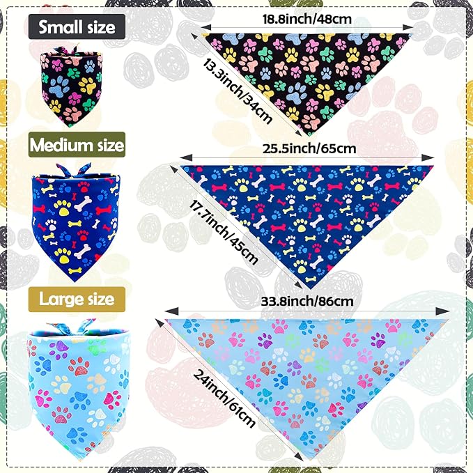 30 Pcs Paw Print Dog Bandanas for Small Dogs Stitch Dog Bandanas Bulk Polyester - Image 2