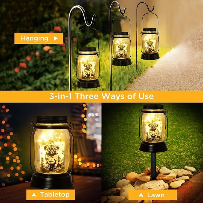 kyoryuger Pug Dog Gifts for Women/Men Pug Dog Solar Lanterns Mom Birthday Gift - Image 5