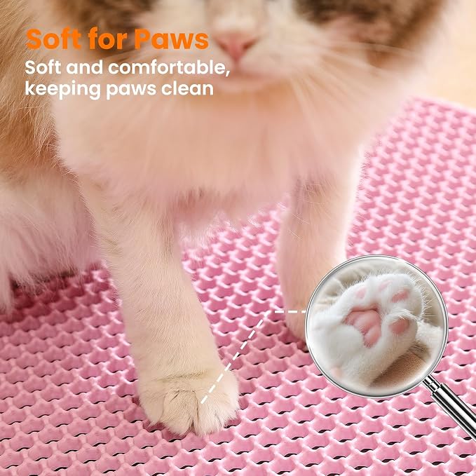 Cat Litter Mat, 24x18 Inches Large Double Layer Honeycomb Cat Litter Trapping - Image 7