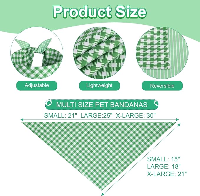 Dog Bandana Green Large 1PCS, Summer Spring Scarf - Image 3