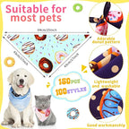 150 Pcs Donut Dog Bandanas Bulk Pet Bibs Colorful Triangle Scarf Donut Pet - Image 2