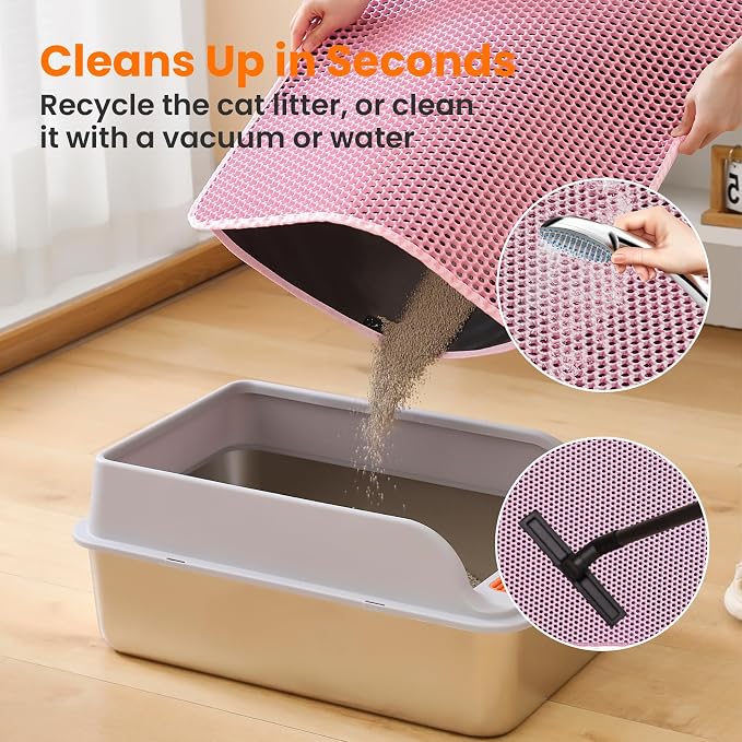 Extra Large Cat Litter Mat, 30x22 Inches Honeycomb Double Layer Cat Litter - Image 5