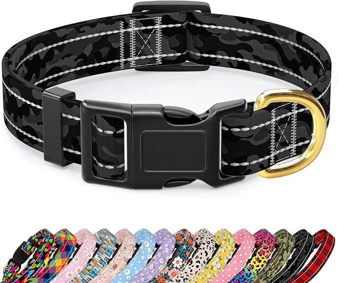 Reflective Dog Collar for Extra Small Dogs Cats, Cute Camouflage Adjustable by TMOODEL