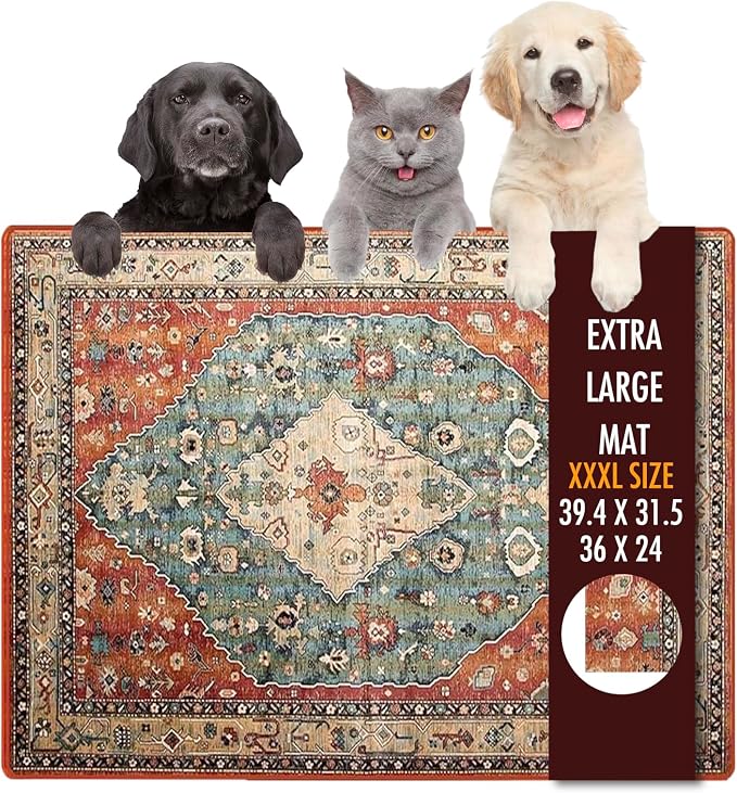 Dog Food Mat, Non Skid Cat Bowl Mat, No Stains Quick Dry by yuzshin