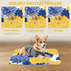 Blue Yellow Flowers Pet Feeding Mat, Quick Dry Absorbent Water Bowl Mat - Image 5