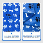 Dog Blanket Paw Bone Pattern 1 Pack 2 Super Soft Warm Flannel Sofa Cover Car - Image 4