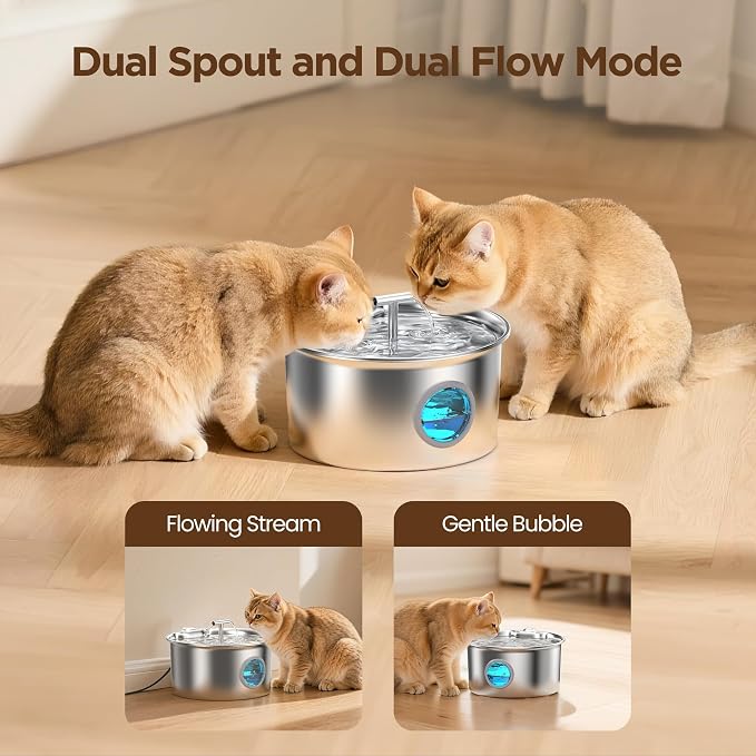 Cat Water Fountain Stainless Steel: 2.6L Cat Fountain - Image 4
