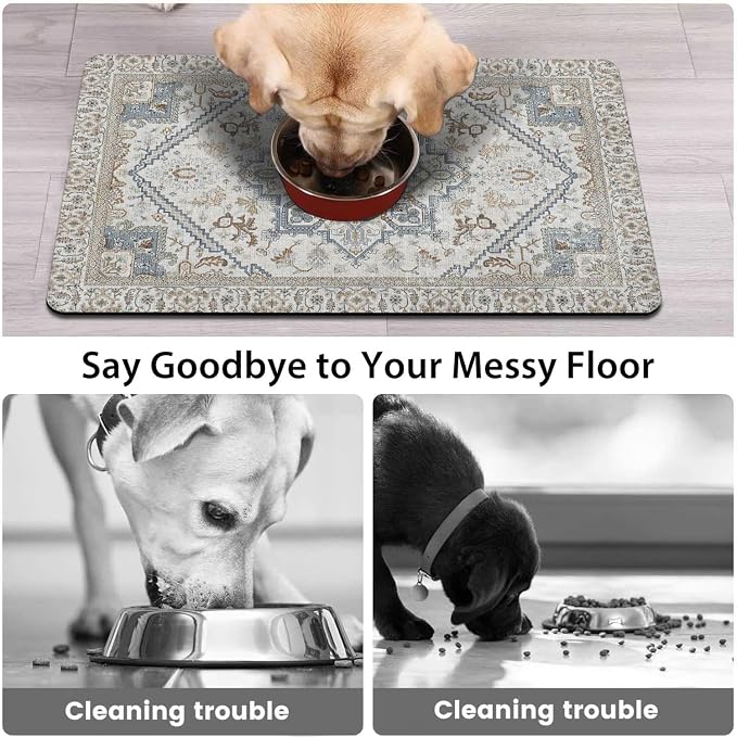 2 Pack Dog Food Mats for Floors, Absorbent and Quick-Drying Pet Cat Food Mat - Image 3