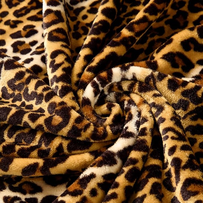 Bnuitland Leopard Print Fleece Flannel Throw - Image 7