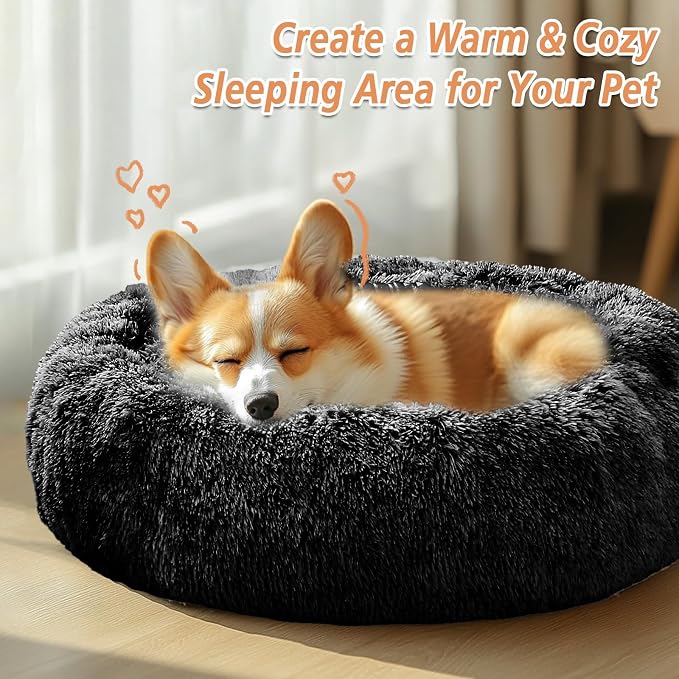JOLLYVOGUE Calming Dog Bed Medium Size Dog, Anti-Anxiety Donut Medium Pet Bed - Image 4