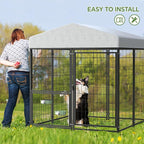 Mr IRONSTONE Outdoor Dog Kennel Heavy Duty Metal Dog Enclosure - Image 6