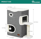 YITAHOME 2-Tier Cat House, Indoor Cat Cave Bed Playhouse, Cat Tunnels - Image 6