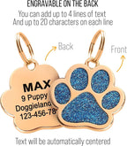 Paw Shape Dog ID Tag Stainless Steel Custom Laser Engraved, Cute Bling Glitter - Image 2