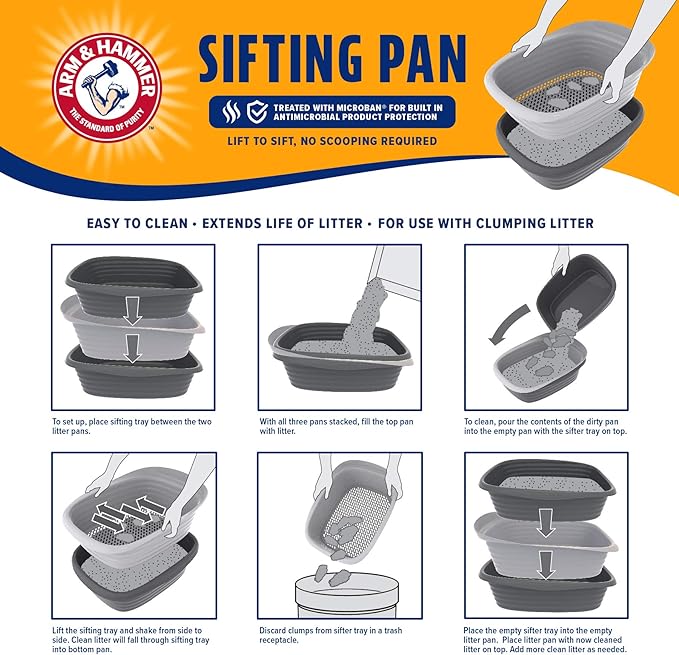 Arm & Hammer Large Sifting Litter Box Scoop Free Cat Litter Tray - Image 4