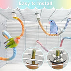 BNOSDM Bird Rope Perch with Stand Perch Toy Set Bendable Rope Perches Wooden - Image 6