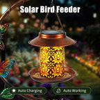 Metal Birdbath with Flower Planter Pedestal and Solar Bird Feeders Combo - Image 5