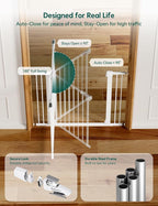 Babelio 36" Tall Baby Gate, PressGuard P7, 29-48" Auto Close Pressure Mounted - Image 6