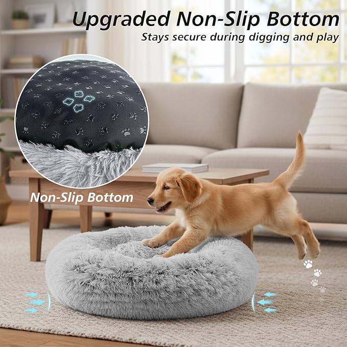 JOLLYVOGUE Calming Dog Bed Large Size Dog, Anti-Anxiety Donut Large Pet Bed - Image 5