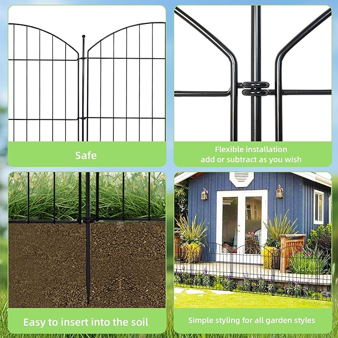 Decorative Garden Fence 24in x10ft, 5 Pack No Dig Fence Animal Barrier - Image 4