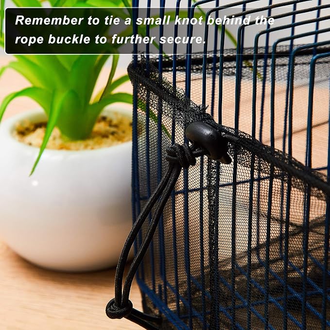 Shappy 2 Pieces Adjustable Bird Cage Seed Catcher Birdcage Cover Nylon Mesh - Image 6
