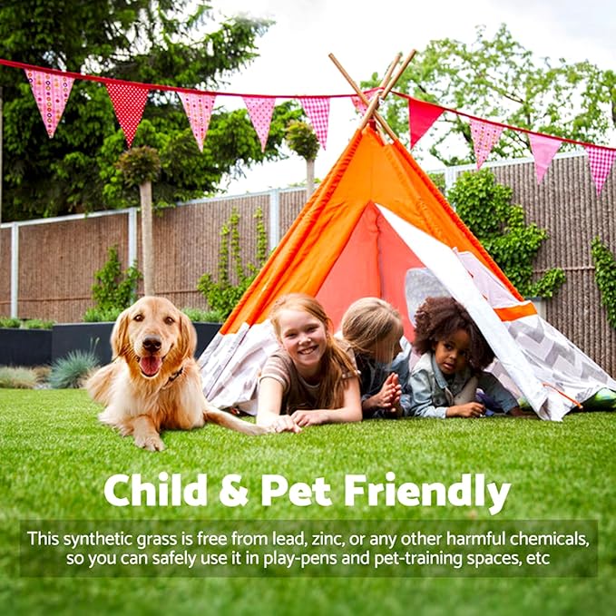 Artificial Grass Rug Outdoor Indoor 3FTX3FT Fake Grass Carpet Green Synthetic - Image 6