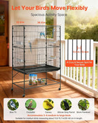VEVOR Bird Cage, 36.6 x 22.8 x 59.5 inch, Flat Top, Wrought Iron Bird Flight - Image 2