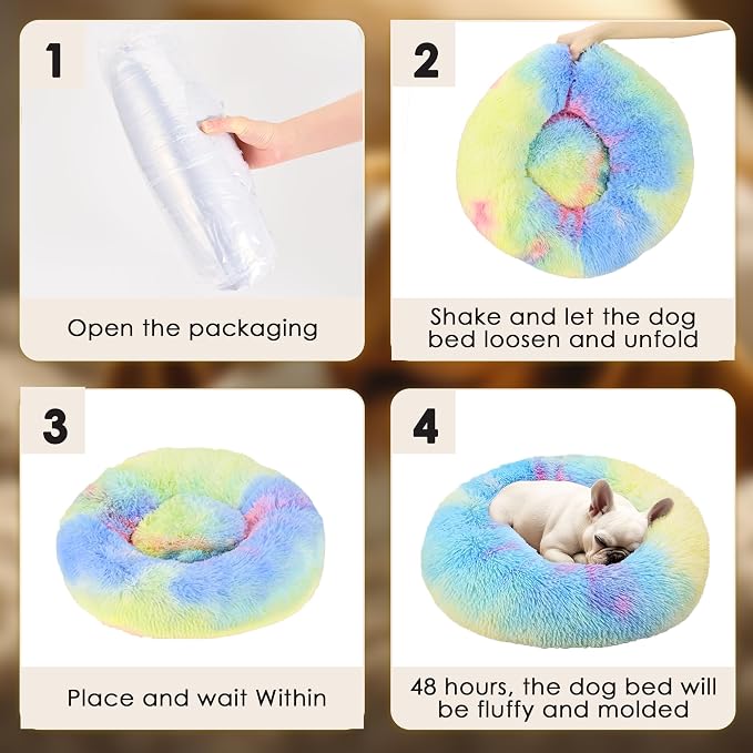28in Large Dog Bed, Medium Size Dog and Cats, Calming Donut Bed - Image 6