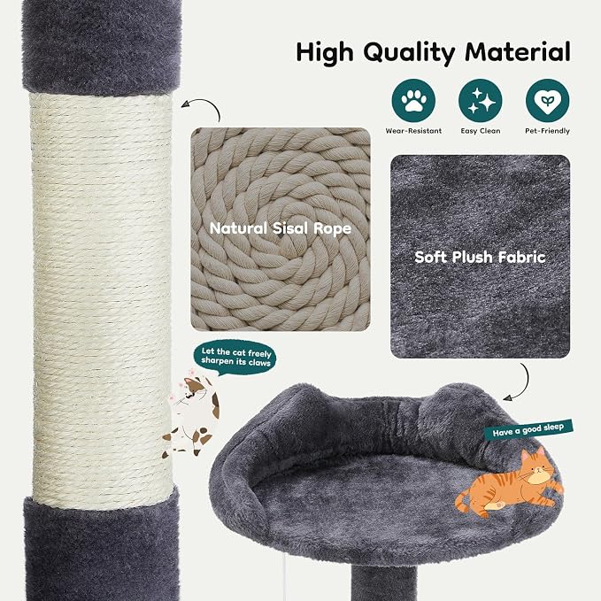 DUMOS 54-inch Indoor Cat Tree Tower –Multi-Level Pet House - Image 6