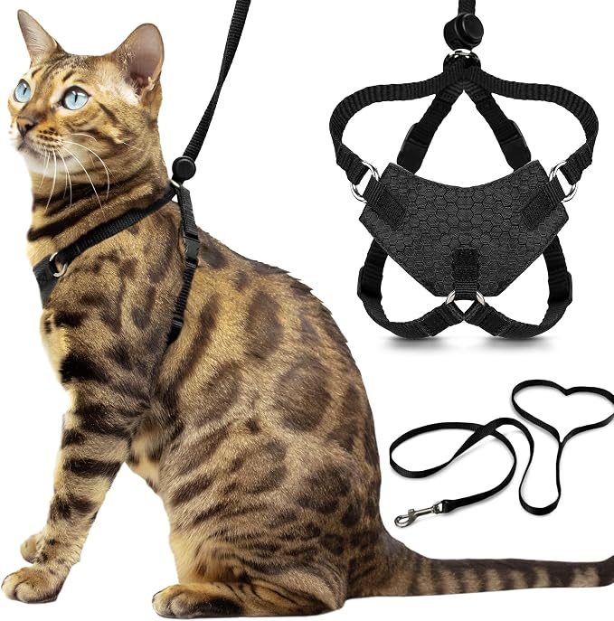 Houdini™ Escape Proof Kitten Harness and Leash Set by OutdoorBengal – Black by OutdoorBengal