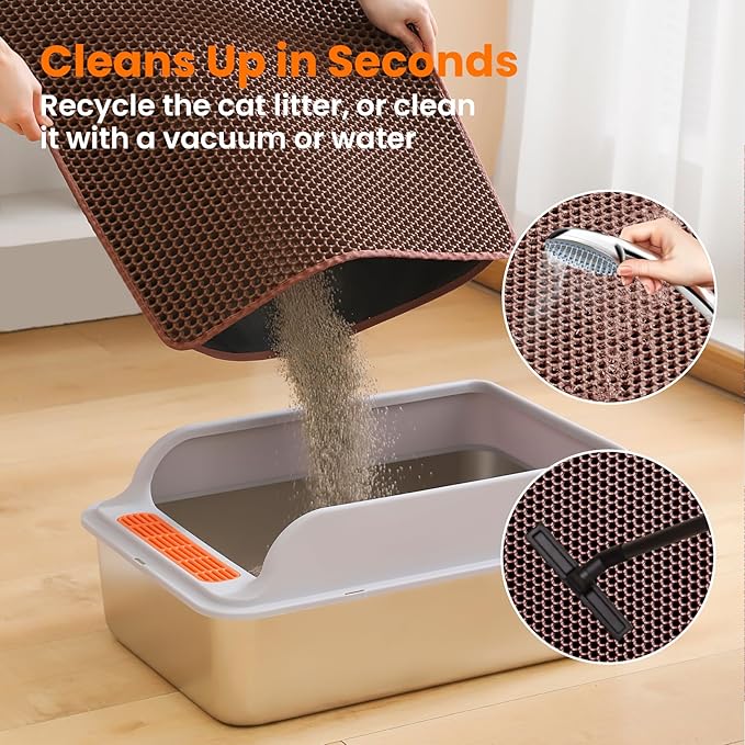 Cat Litter Mat, 24x18 Inches Large Double Layer Honeycomb Cat Litter Trapping - Image 5