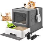Cat Litter Box with Litter Mat, Foldable Extra Large Free in and Out/One-Way by HOMAGICO